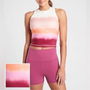 NWT! Athleta Shanti Printed Crop Top Tank in Sea Spray Vintage Plum